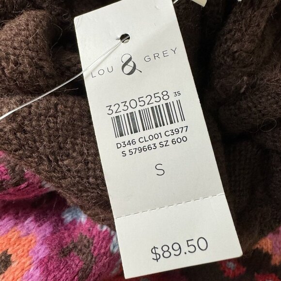 NWT Lou & Grey Fair Isle Pullover Mock Neck Sweater Brown Womens Size Small S - Picture 11 of 13